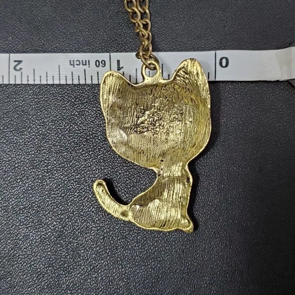 Black enamel kitty cat pendant necklace 27